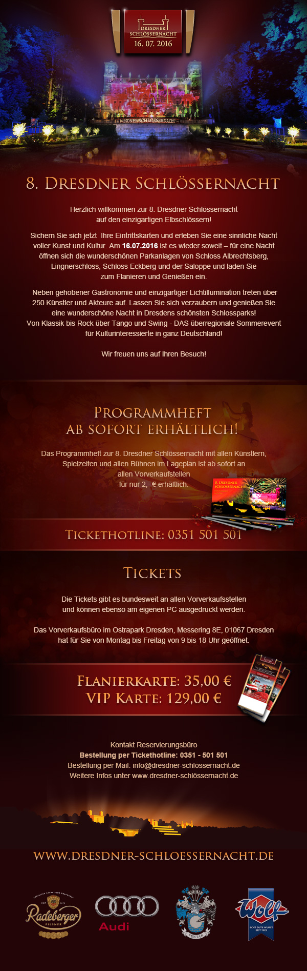 Newsletter zur 8. Dresdner Schlössernacht