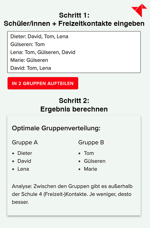 Oberfläche: Einfacher Wechselunterrichtsrechner