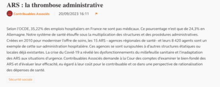 ARS : la thrombose administrative